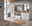 Novel Garderobenkombination Set 80 FRESNO Moderne Garderobenkombination in einem hellen Raum mit großen Fenstern, bestehend aus einem hohen Schrank, einer Sitzbank mit Stauraum, einer Wandgarderobe mit Haken und einem Spiegel, aus der Perspektive des Raumes betrachtet.