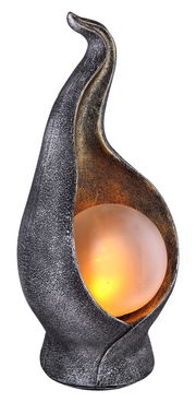 Elegante Solarleuchte in geschwungener Form mit warmem Licht, seitliche Perspektive