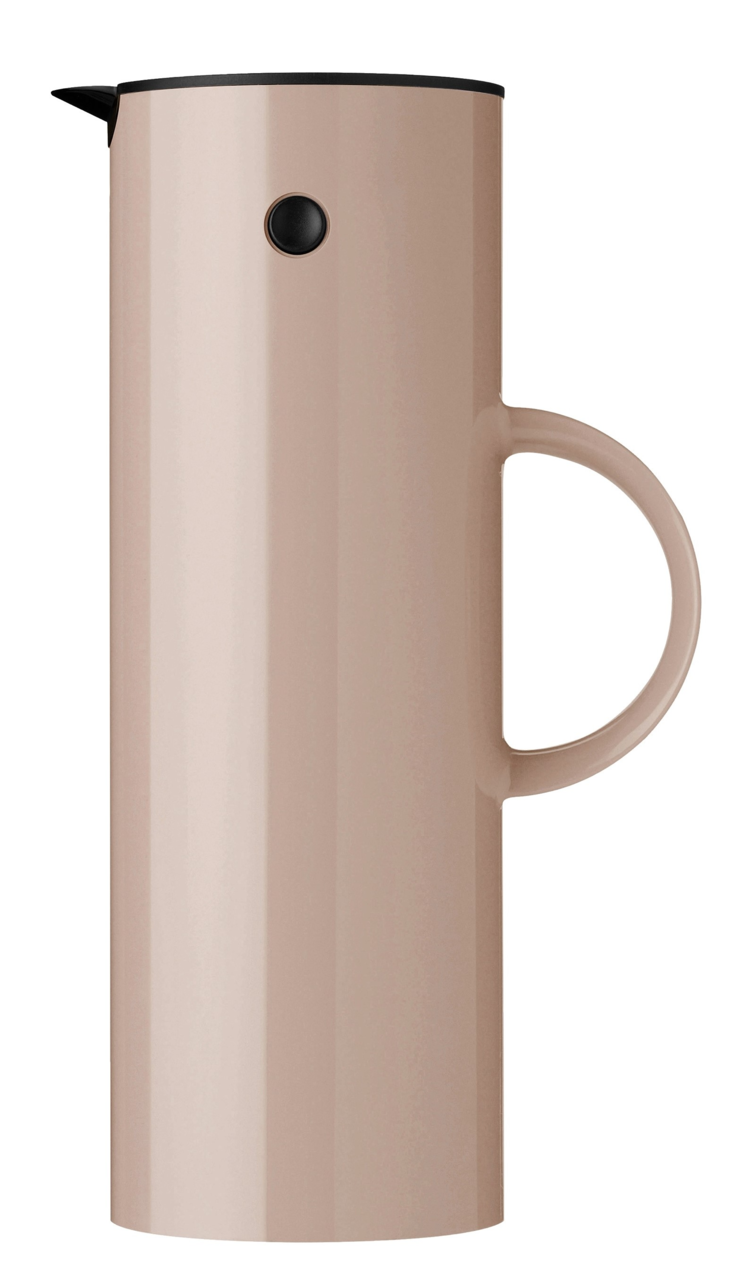 Seitenansicht der EM77 Isolierkanne, 1L, in der Farbe Heather mit elegantem, minimalistischem Design.