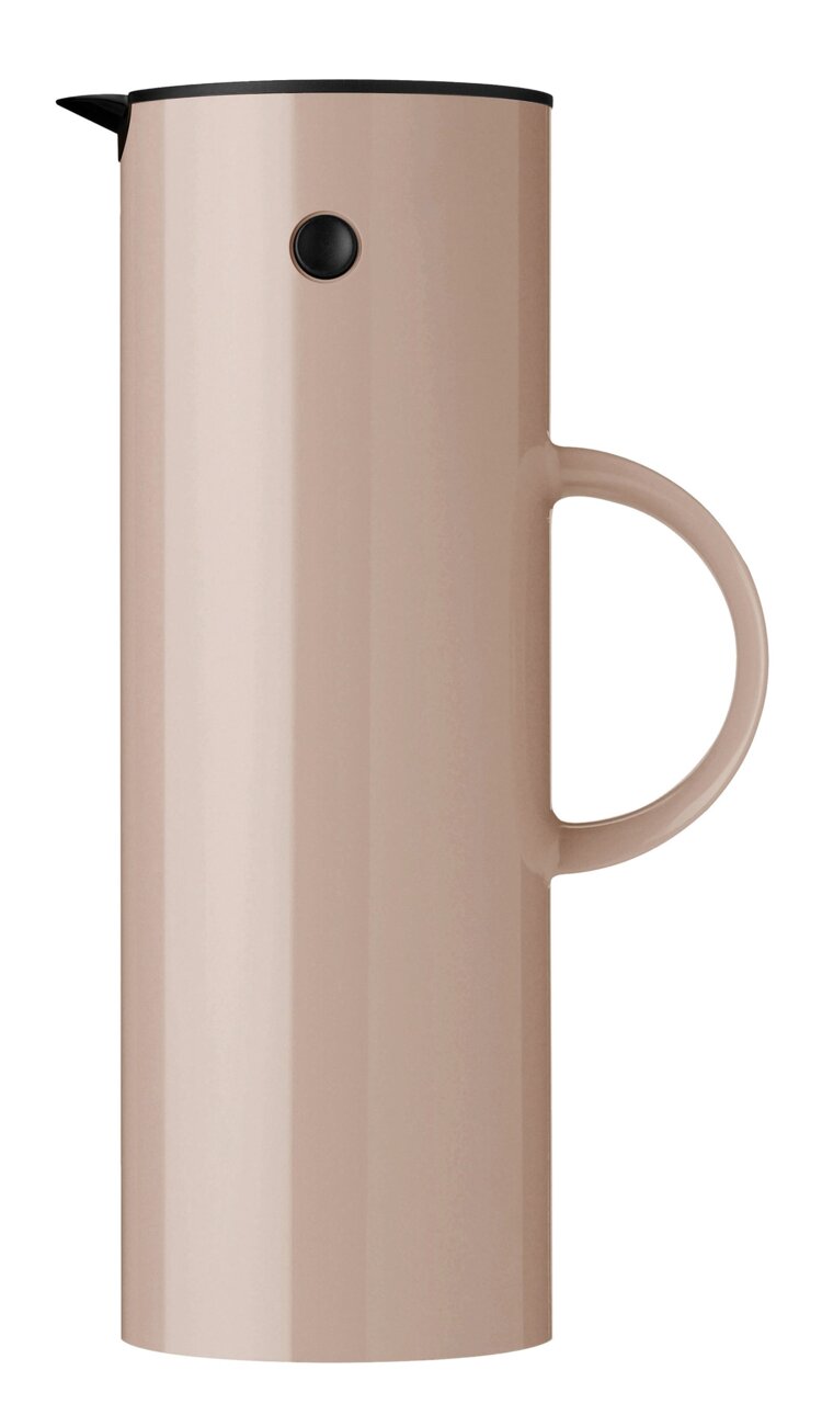 Seitenansicht der EM77 Isolierkanne, 1L, in der Farbe Heather mit elegantem, minimalistischem Design.