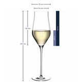 Champagnerglas Brunelli 340ml, Seitenansicht mit Maßangaben
