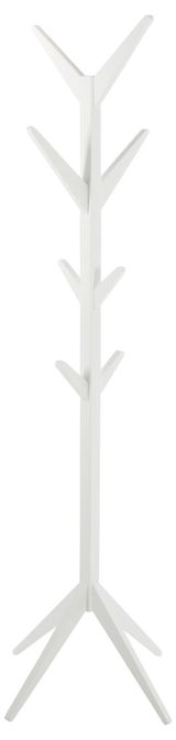 Weißer Garderobenständer in Baumform, frontal abgebildet