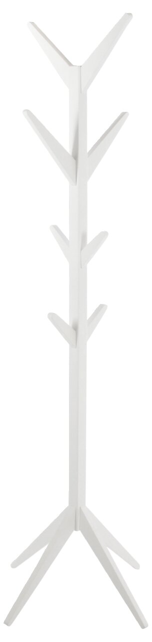 Weißer Garderobenständer in Baumform, frontal abgebildet