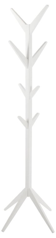 Weißer Garderobenständer in Baumform, frontal abgebildet