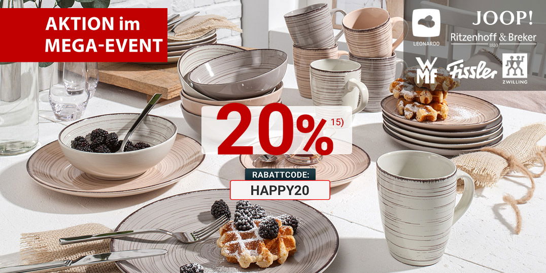 Aktion im Mega-Event, 20% im Onlineshop