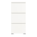 Weißer Schuhschrank mit drei Klappen, frontale Ansicht