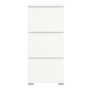 Weißer Schuhschrank mit drei Klappen, frontale Ansicht