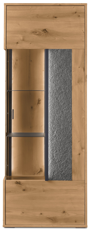 Hochwertiges Highboard aus Holz mit Glaselementen und Steinoptik, Frontalansicht