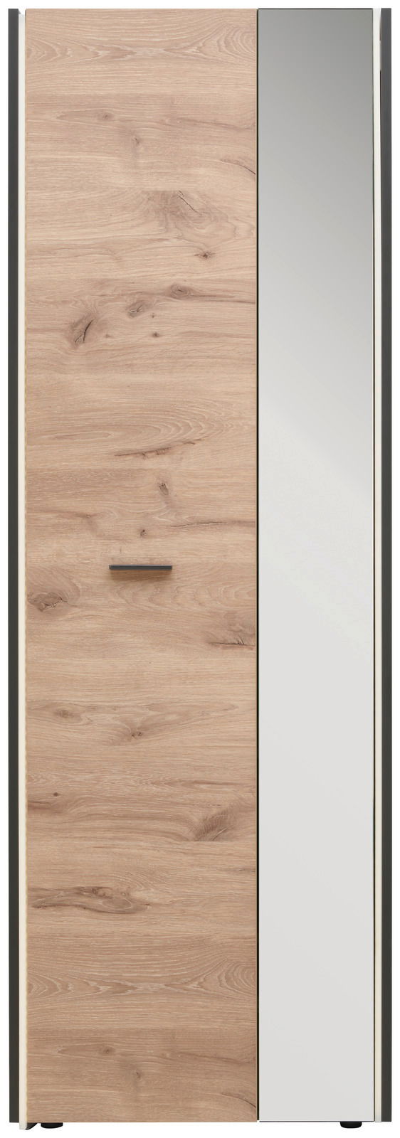 Garderobenschrank mit Holztür und Spiegeltür, Frontalansicht