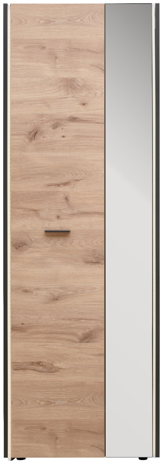 Garderobenschrank mit Holztür und Spiegeltür, Frontalansicht
