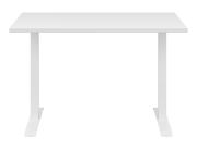 Weißer Schreibtisch CONNECT von vorne betrachtet, mit schlichtem Design und stabilen Metallbeinen.