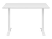 Weißer Schreibtisch CONNECT von vorne betrachtet, mit schlichtem Design und stabilen Metallbeinen.