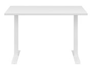 Weißer Schreibtisch CONNECT von vorne betrachtet, mit schlichtem Design und stabilen Metallbeinen.