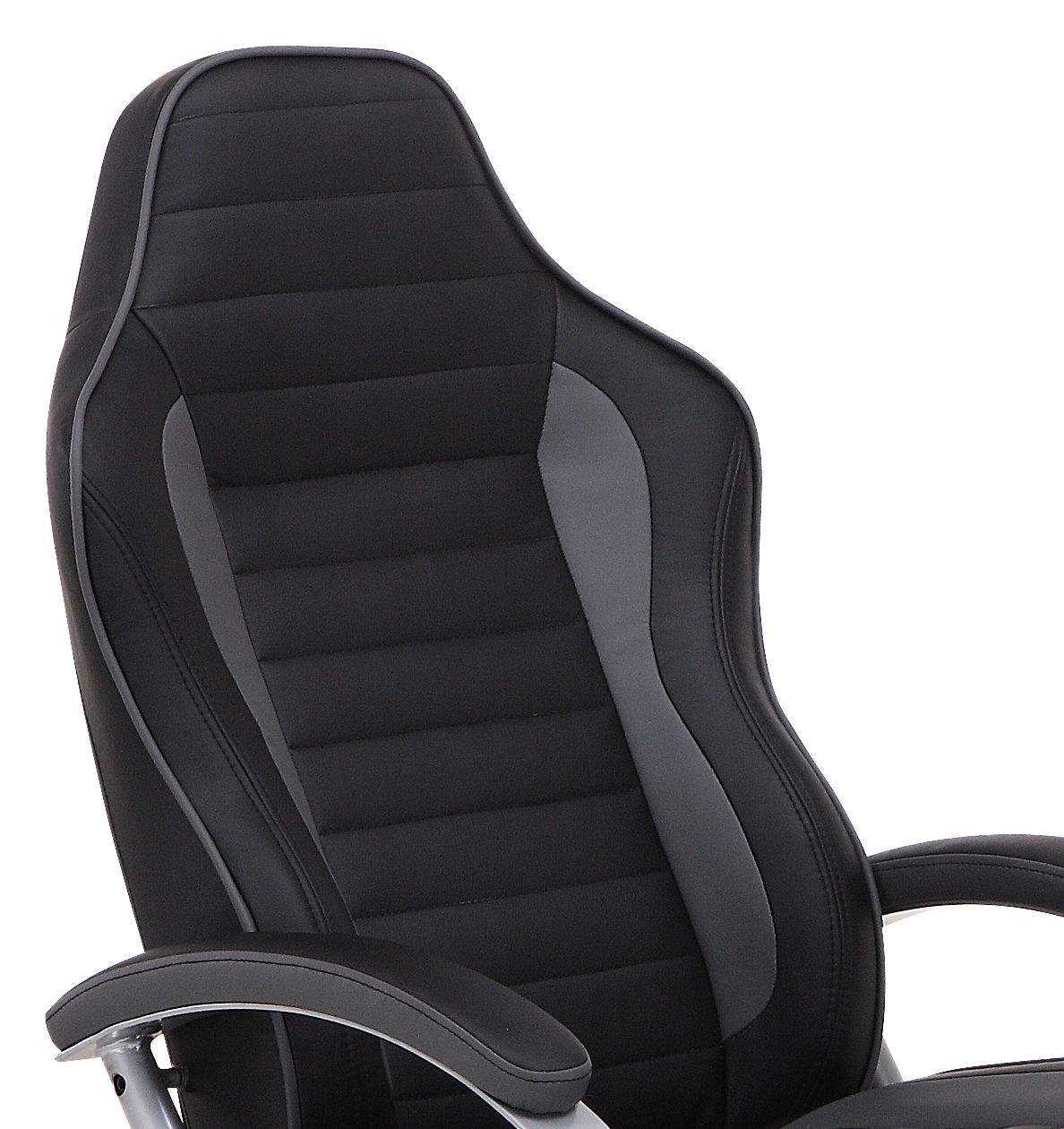 Schwarzer Fernsehsessel mit ergonomischem Design, seitliche Perspektive