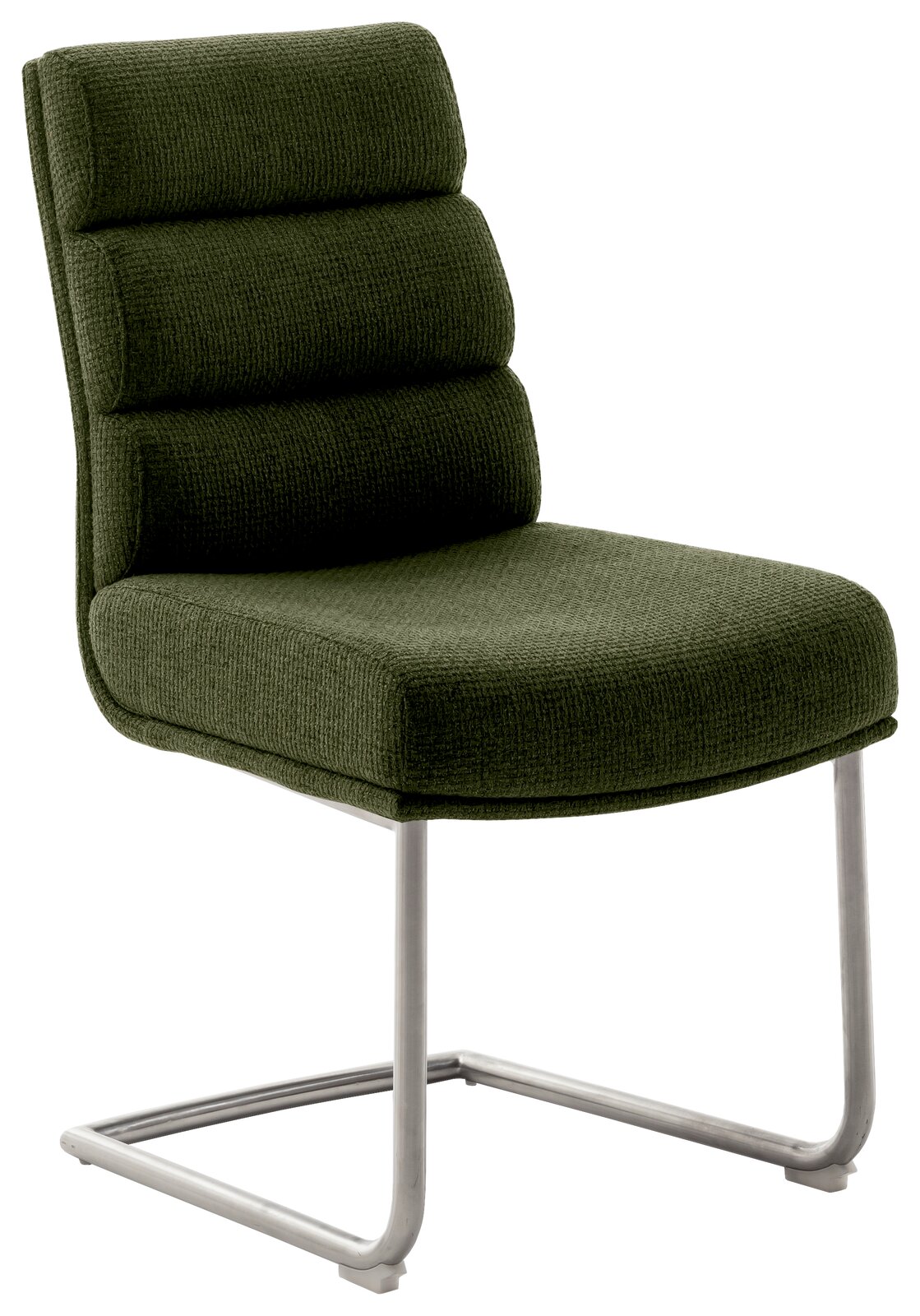 Dieter Knoll Freischwinger-Stuhl LEXINGTON Grüner Freischwinger-Stuhl mit gepolsterter Rückenlehne und Sitzfläche, seitliche Perspektive