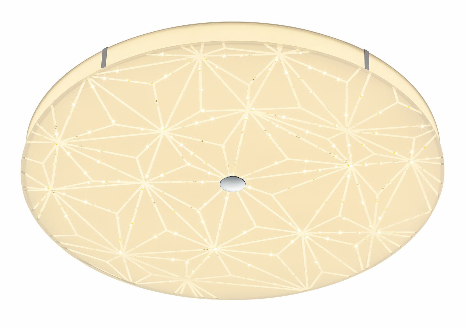 Runde LED-Deckenleuchte MANDALA mit geometrischem Muster, Ansicht von unten