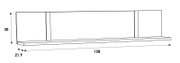 Vooraanzicht van een wandrek met de afmetingen 158 cm breed, 30 cm hoog en 21,9 cm diep.