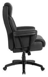 Schwarzer Chefsessel aus Leder, Seitenansicht