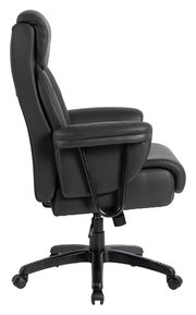 Schwarzer Chefsessel aus Leder, Seitenansicht