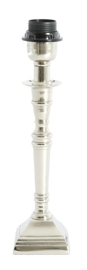 Eleganter Lampenfuß aus Nickel, 25 cm hoch, frontal abgebildet mit klassischem Design.