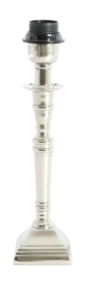 Eleganter Lampenfuß aus Nickel, 25 cm hoch, frontal abgebildet mit klassischem Design.