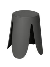 Moderner anthrazitfarbener Hocker Comiso in mattem Finish, seitliche Perspektive