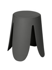 Moderne antracietkleurige poef Comiso met matte afwerking, zijaanzicht
