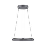 Moderne Pendelleuchte PURE-E-LOOP von Paul Neuhaus in schwarzem Design, seitliche Perspektive.