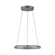 Moderne Pendelleuchte PURE-E-LOOP von Paul Neuhaus in schwarzem Design, seitliche Perspektive.