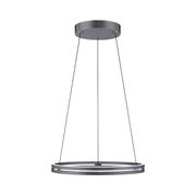Moderne Pendelleuchte PURE-E-LOOP von Paul Neuhaus in schwarzem Design, seitliche Perspektive.