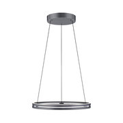 Moderne Pendelleuchte PURE-E-LOOP von Paul Neuhaus in schwarzem Design, seitliche Perspektive.