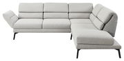 Ecksofa Dieter Knoll COSIO in hellgrauem Stoff, moderne L-Form mit verstellbarer Rückenlehne, seitliche Perspektive