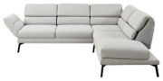 Ecksofa Dieter Knoll COSIO in hellgrauem Stoff, moderne L-Form mit verstellbarer Rückenlehne, seitliche Perspektive