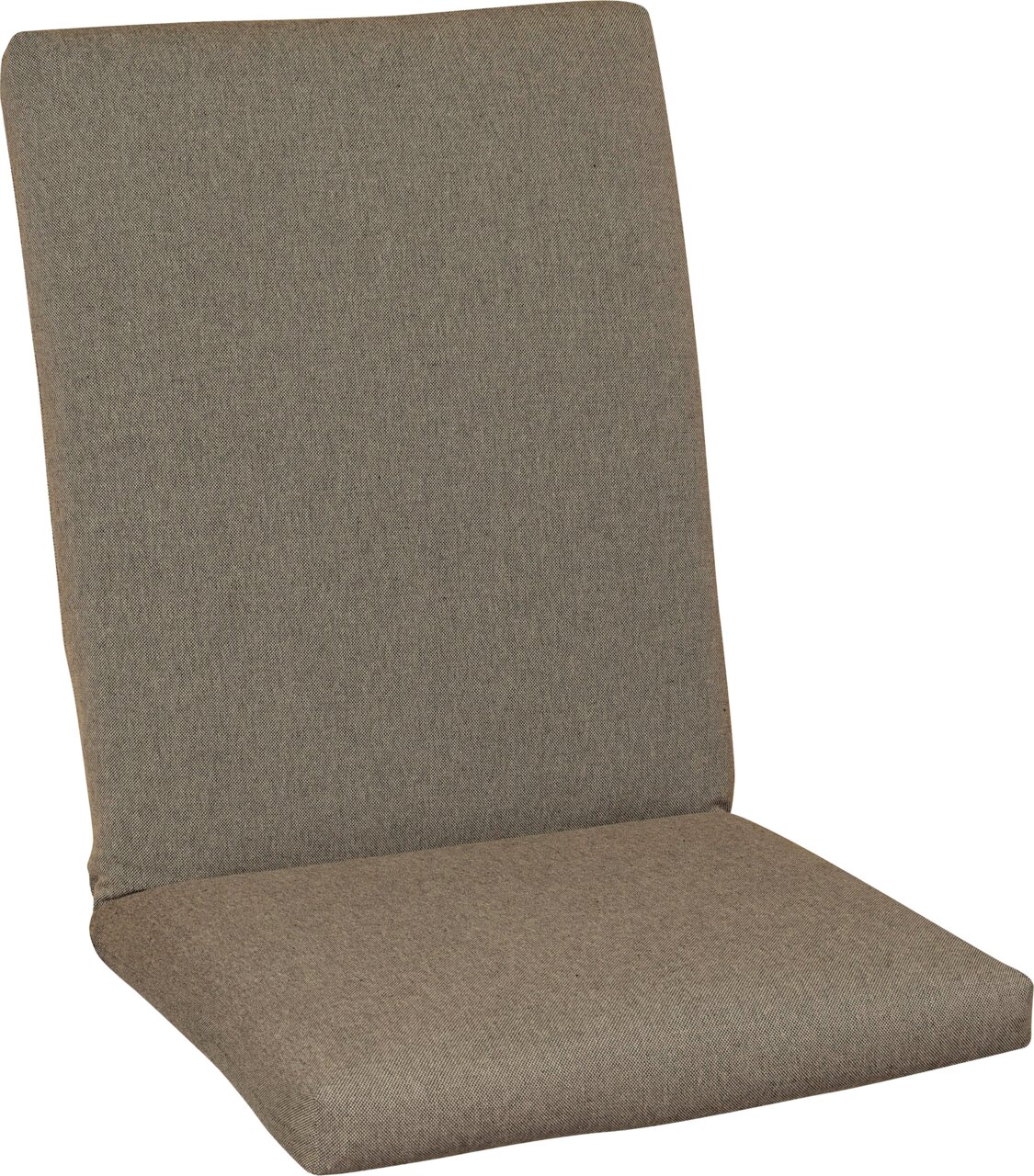 Beige rugleuningkussen van stof, zijaanzicht