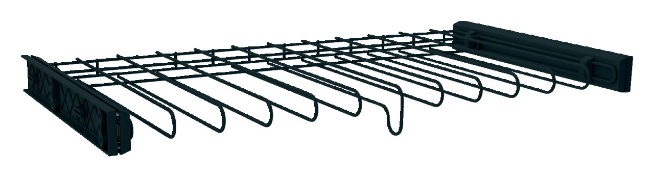 Breiter Hosenauszug aus Metall, seitliche Perspektive