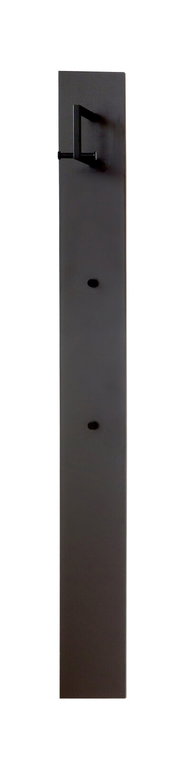 Schwarzes Garderobenpaneel mit Haken, seitliche Perspektive