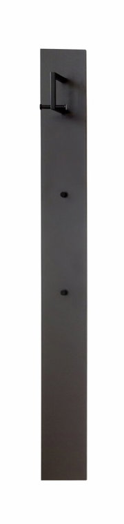 Schwarzes Garderobenpaneel mit Haken, seitliche Perspektive