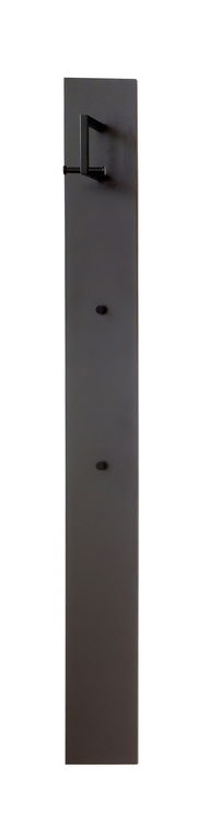 Schwarzes Garderobenpaneel mit Haken, seitliche Perspektive
