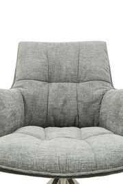 Grauer Sessel mit gepolstertem Sitz und Rückenlehne, Vorderansicht