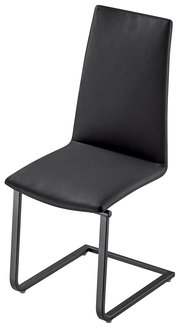 Moderner schwarzer Stuhl mit Metallgestell, seitliche Perspektive