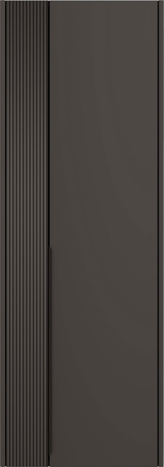 Moderner Hängegarderobenschrank in dunklem Design, Frontalansicht