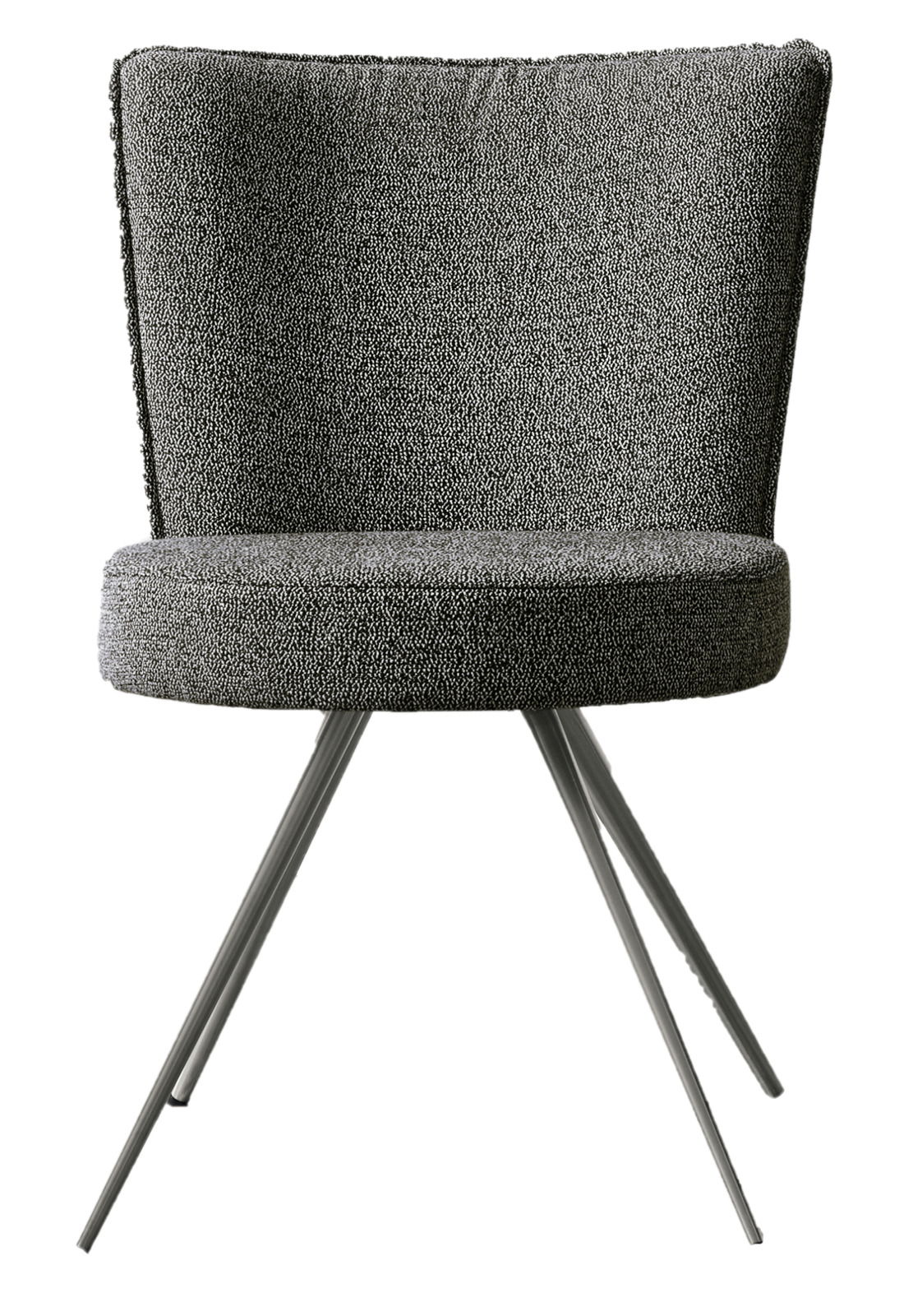 Venjakob Stuhl LEVA Moderner grauer Stuhl mit Stoffbezug und schrägen Metallbeinen, Frontalansicht