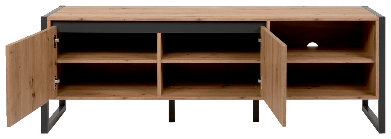 Z2 Tv-kast DENVER Houten tv-lowboard met open deuren en planken, vooraanzicht