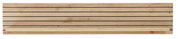 Frontale Ansicht eines Wandboards aus Holz mit horizontalen schwarzen Linien und einer Ablagefläche.