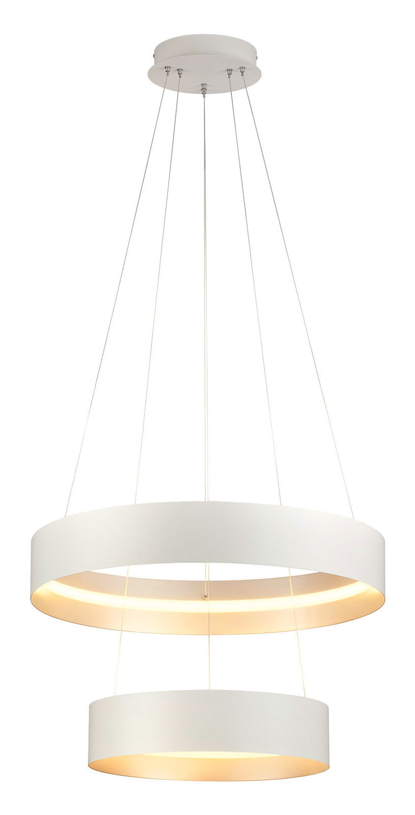 Musterring Hängeleuchte LOOP Moderne Pendelleuchte LOOP mit zwei übereinanderliegenden, leuchtenden Ringen, seitliche Perspektive