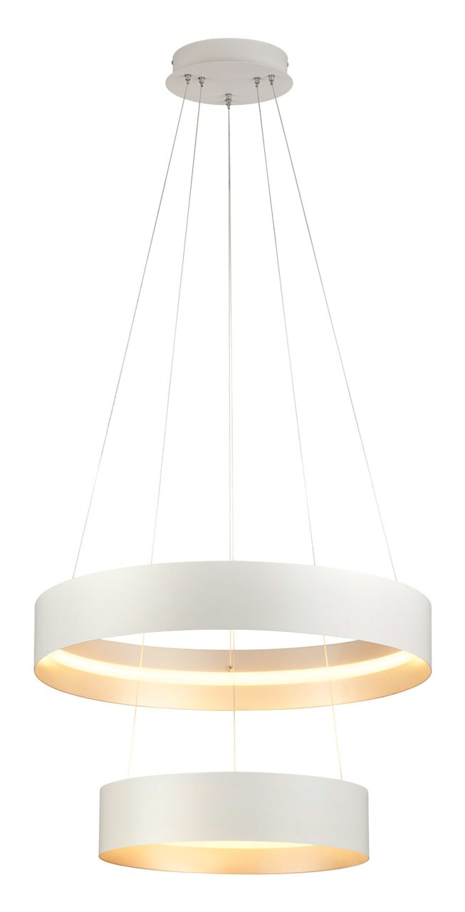 Musterring Hängeleuchte LOOP Moderne Pendelleuchte LOOP mit zwei übereinanderliegenden, leuchtenden Ringen, seitliche Perspektive