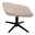 Moderner Hocker mit gepolsterter Sitzfläche in Beige und schwarzem Metallgestell, seitliche Perspektive