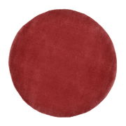 Runder, roter Teppich mit weicher Textur, Draufsicht