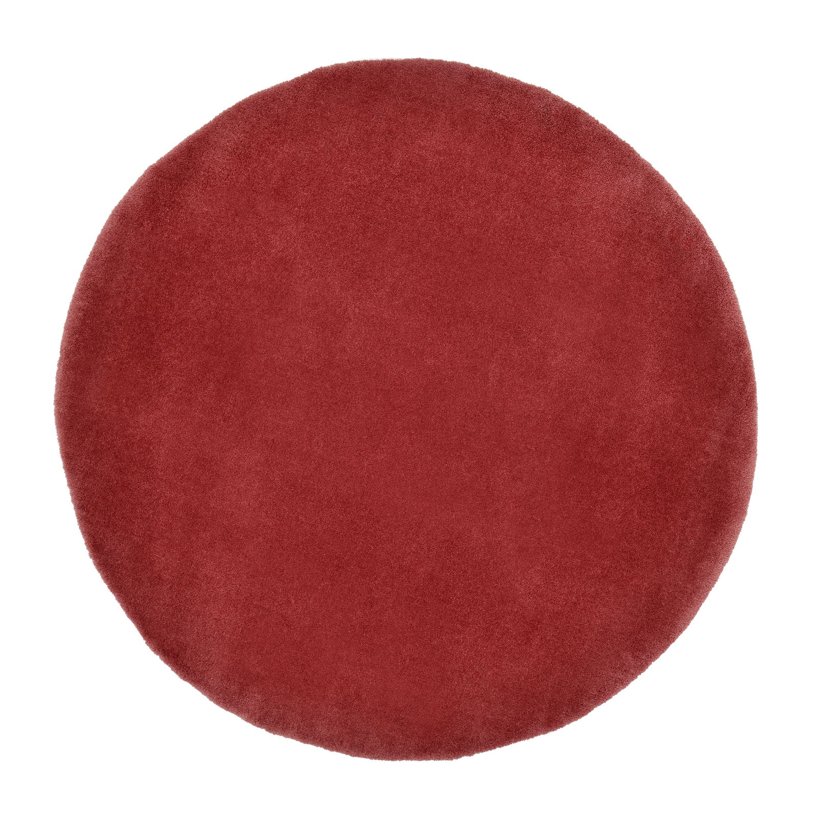 Runder, roter Teppich mit weicher Textur, Draufsicht