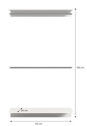 Zwischenbauelement in Frontalansicht mit den Maßen 110 cm Breite und 193 cm Höhe, bestehend aus mehreren horizontalen Elementen.